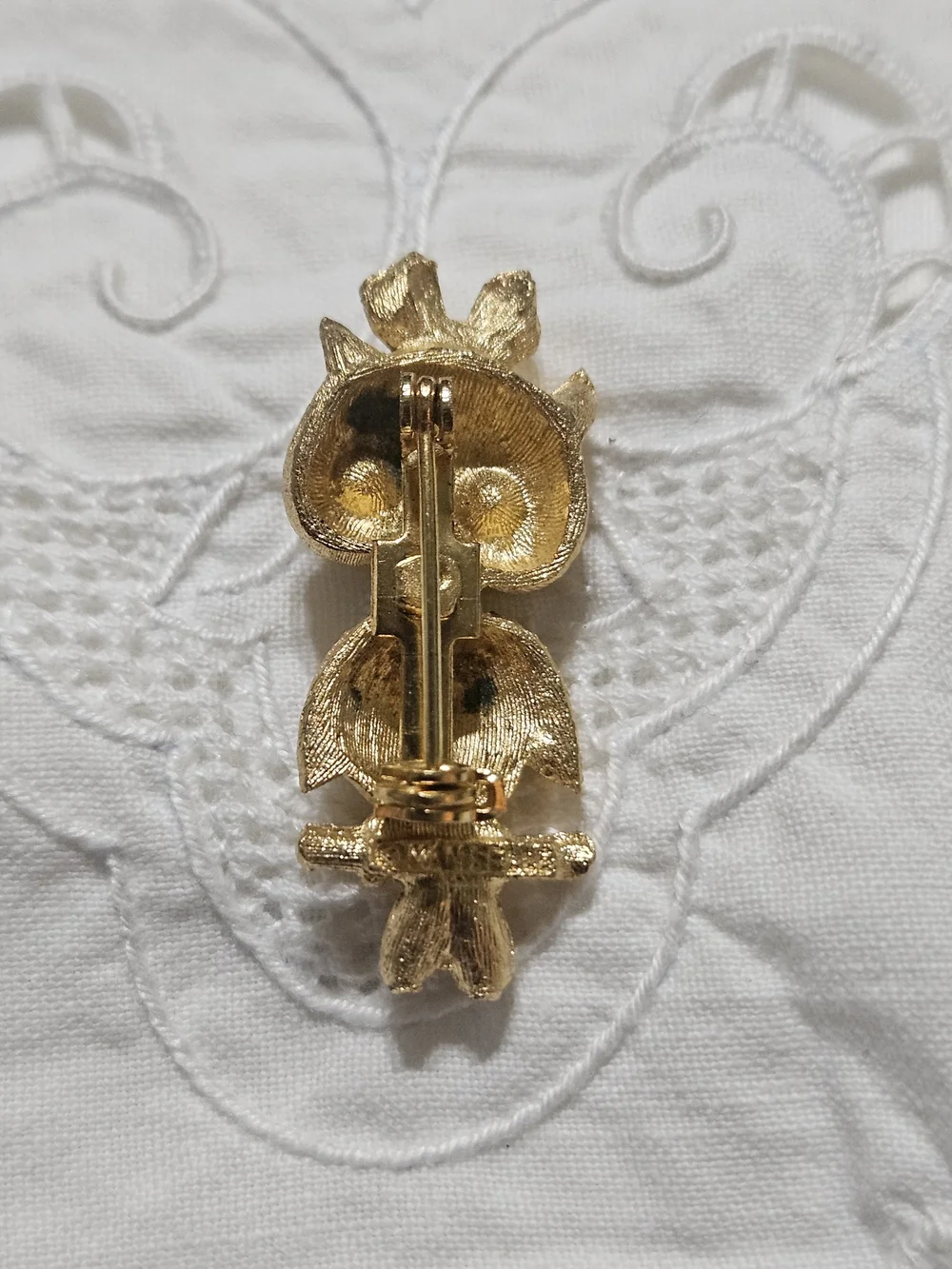 Mamselle Owl Brooch Costume Jewelry